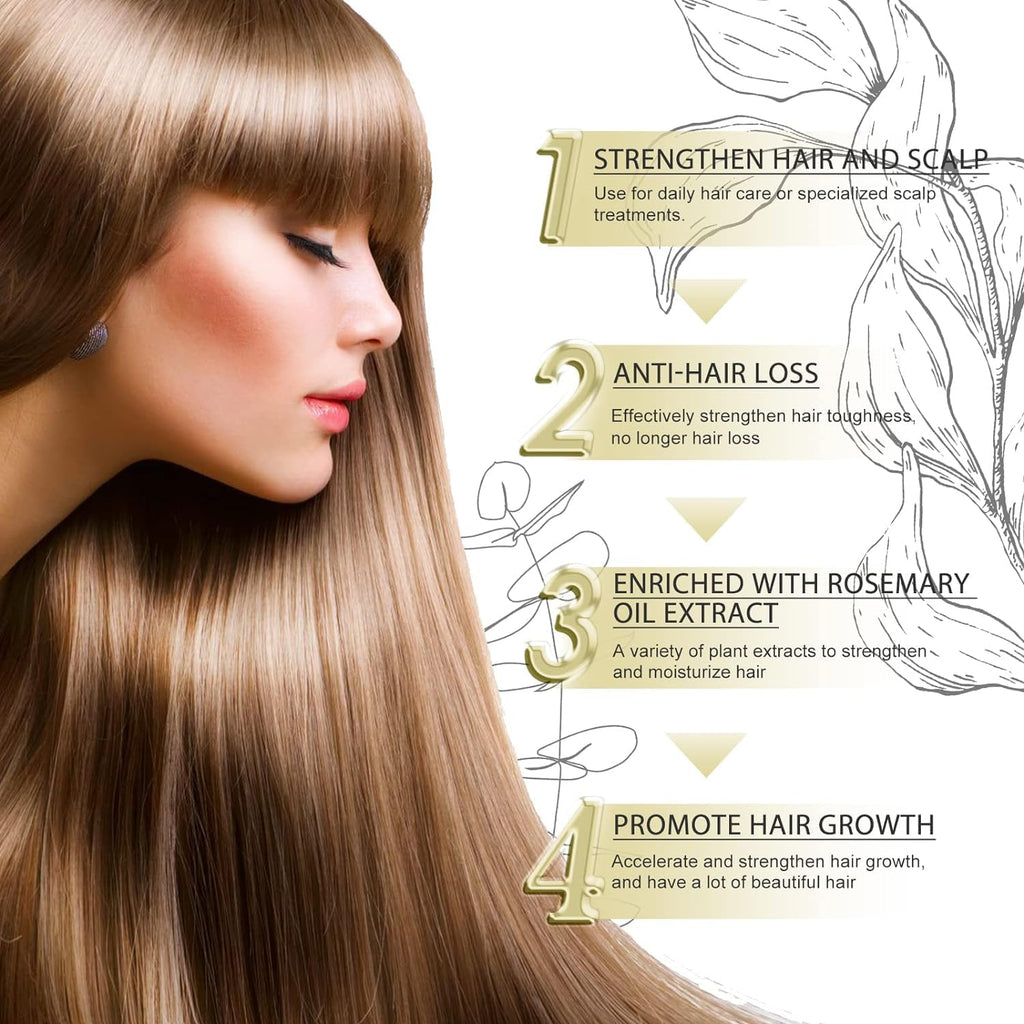 Gaukomzs 3-Pack Natural Rosemary Hair Oil for Growth, Nourishment & Thickness