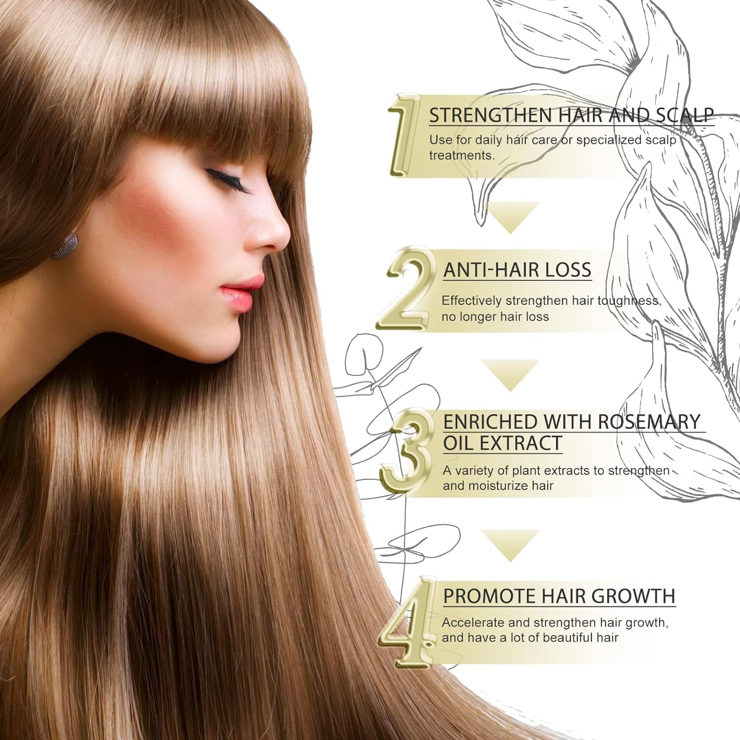 Gaukomzs 3-Pack Natural Rosemary Hair Oil for Growth, Nourishment & Thickness