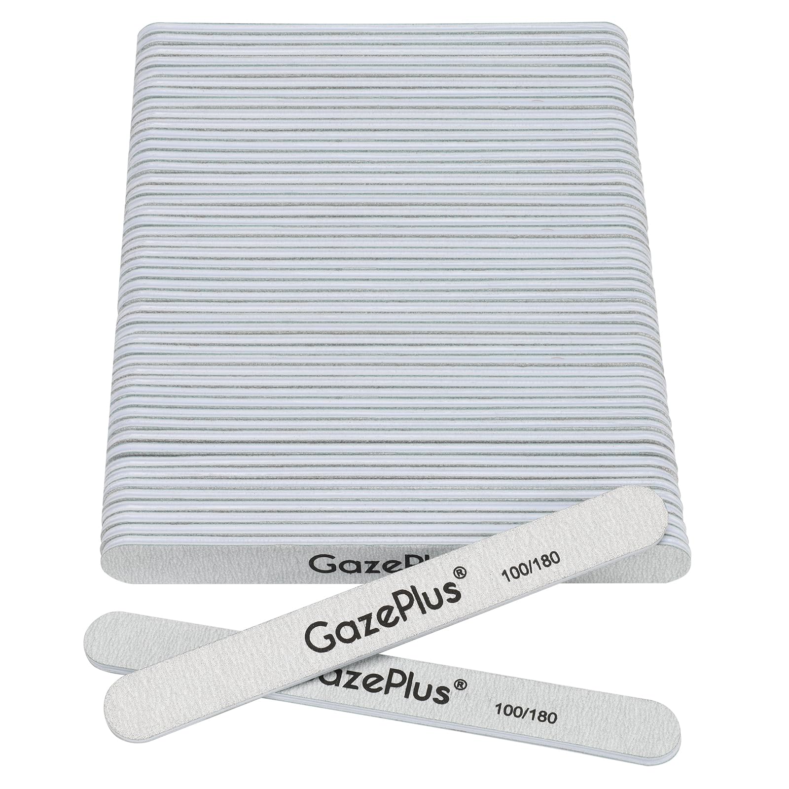 GAZEPPLUS Nail Files 50-Pack 7-Inch Long, 100/180 Grit – Zebra | For Acrylic & Natural Nails