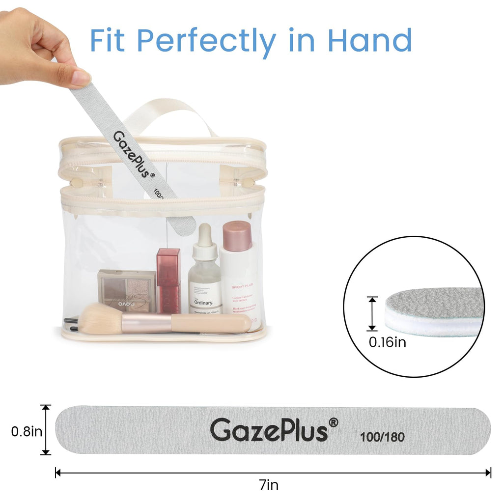 GAZEPPLUS Nail Files 50-Pack 7-Inch Long, 100/180 Grit – Zebra | For Acrylic & Natural Nails