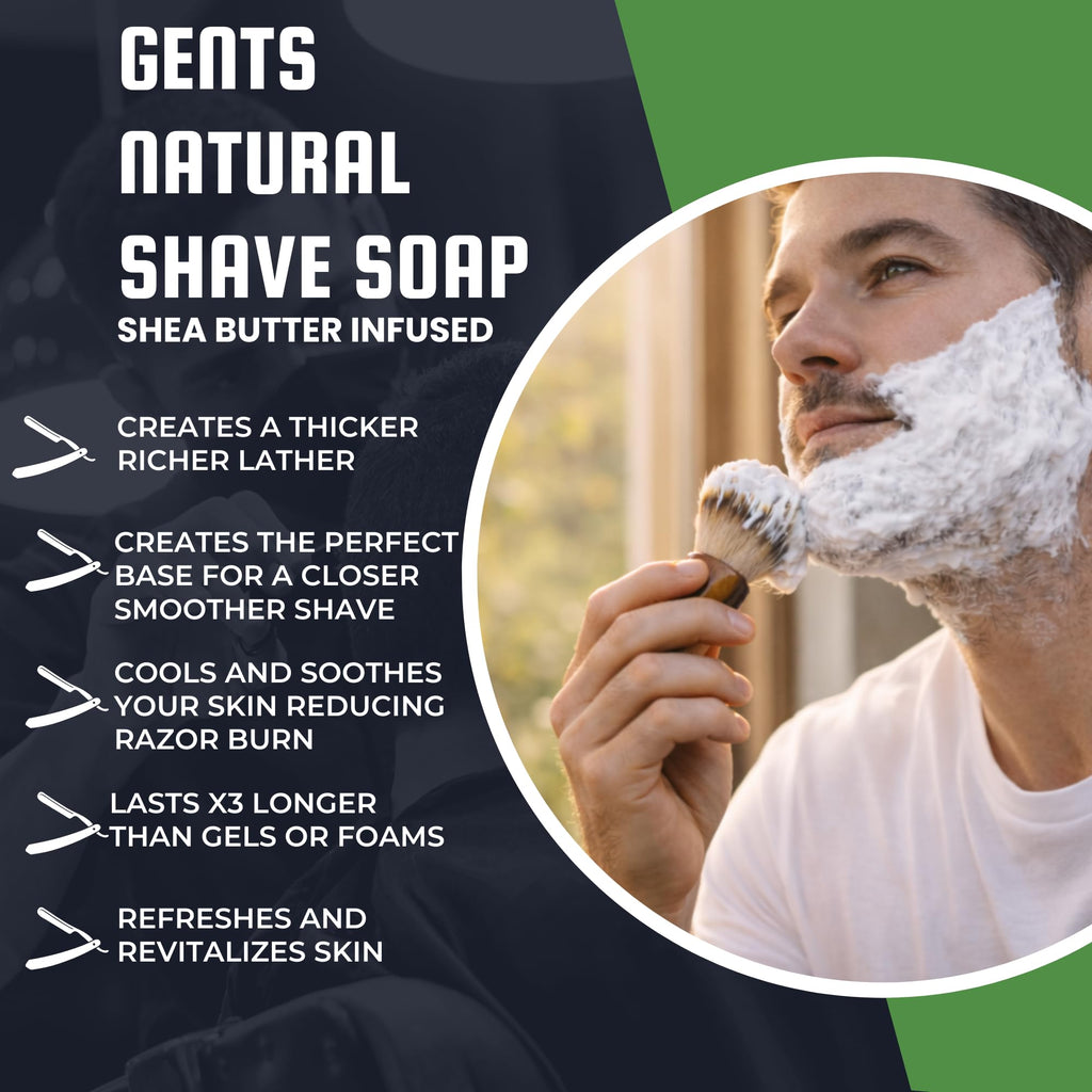 GBS Men's Shaving Soap 97% Natural with Shea Butter & Glycerin — Bergamot 3-Pack
