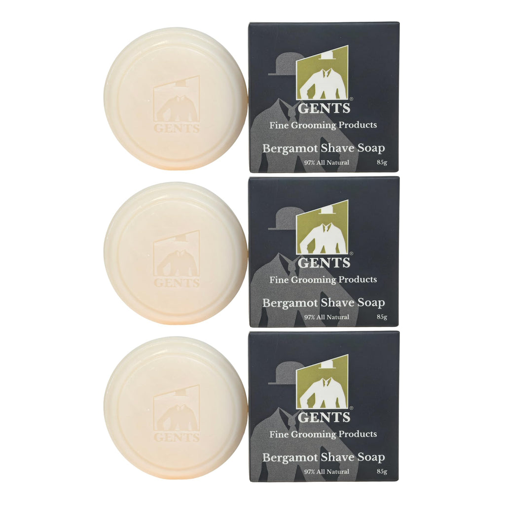GBS Men's Shaving Soap 97% Natural with Shea Butter & Glycerin — Bergamot 3-Pack