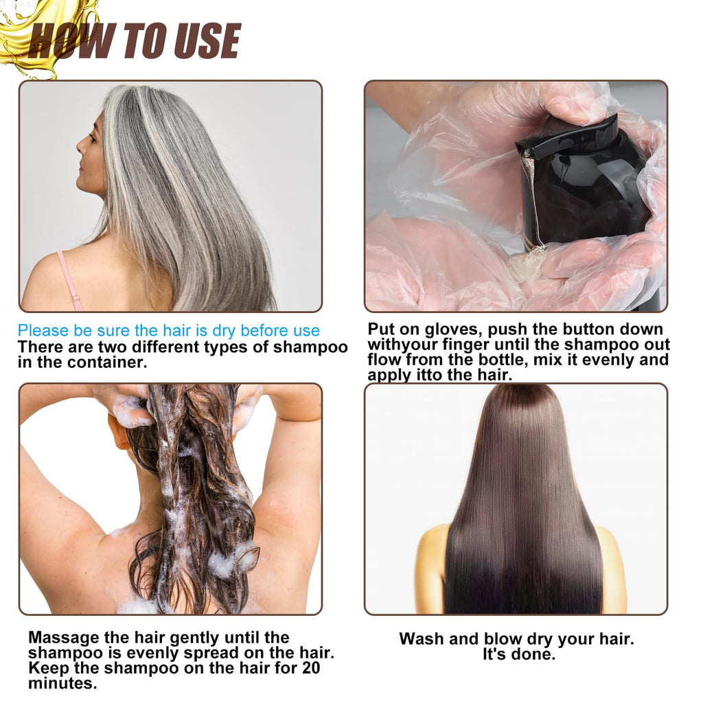 GDRFNP Hair Dye Shampoo 3 in 1 – Grey Coverage, Dark Brown, 16.9 fl oz