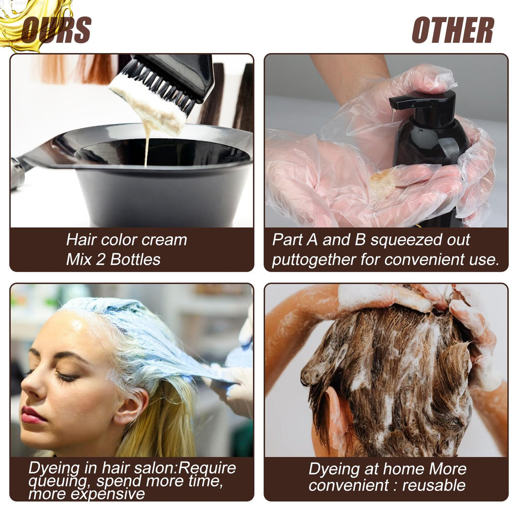 GDRFNP Hair Dye Shampoo 3 in 1 – Grey Coverage, Dark Brown, 16.9 fl oz