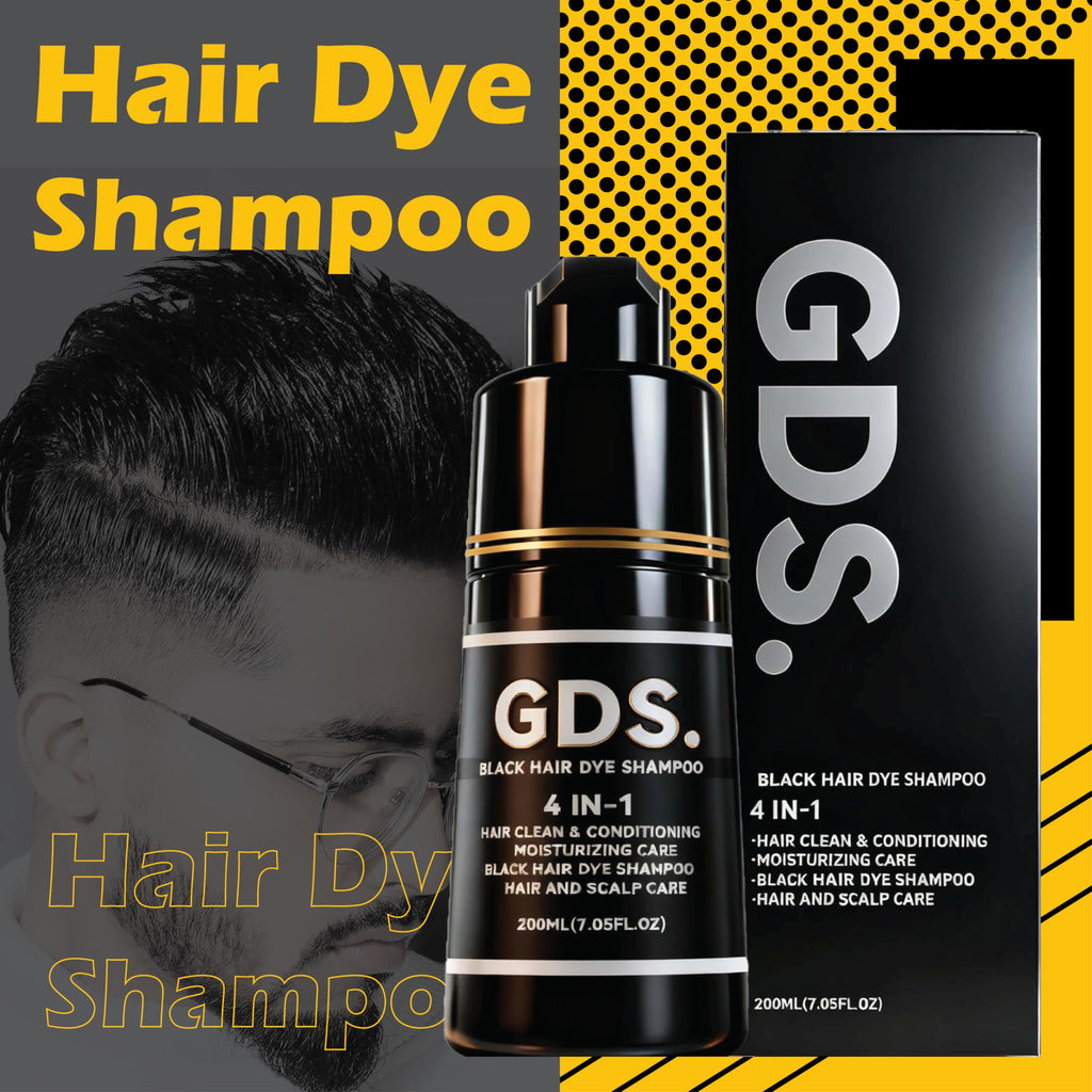 GDS Hair Dye Shampoo 4-in-1: Instant Black Color & Gray Coverage