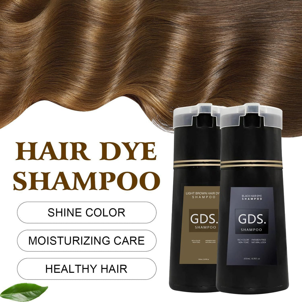 GDS Shampoo Black 4-in-1 Hair Dye Shampoo for Gray Coverage – Instant, Long-Lasting Color (6.76 fl oz)