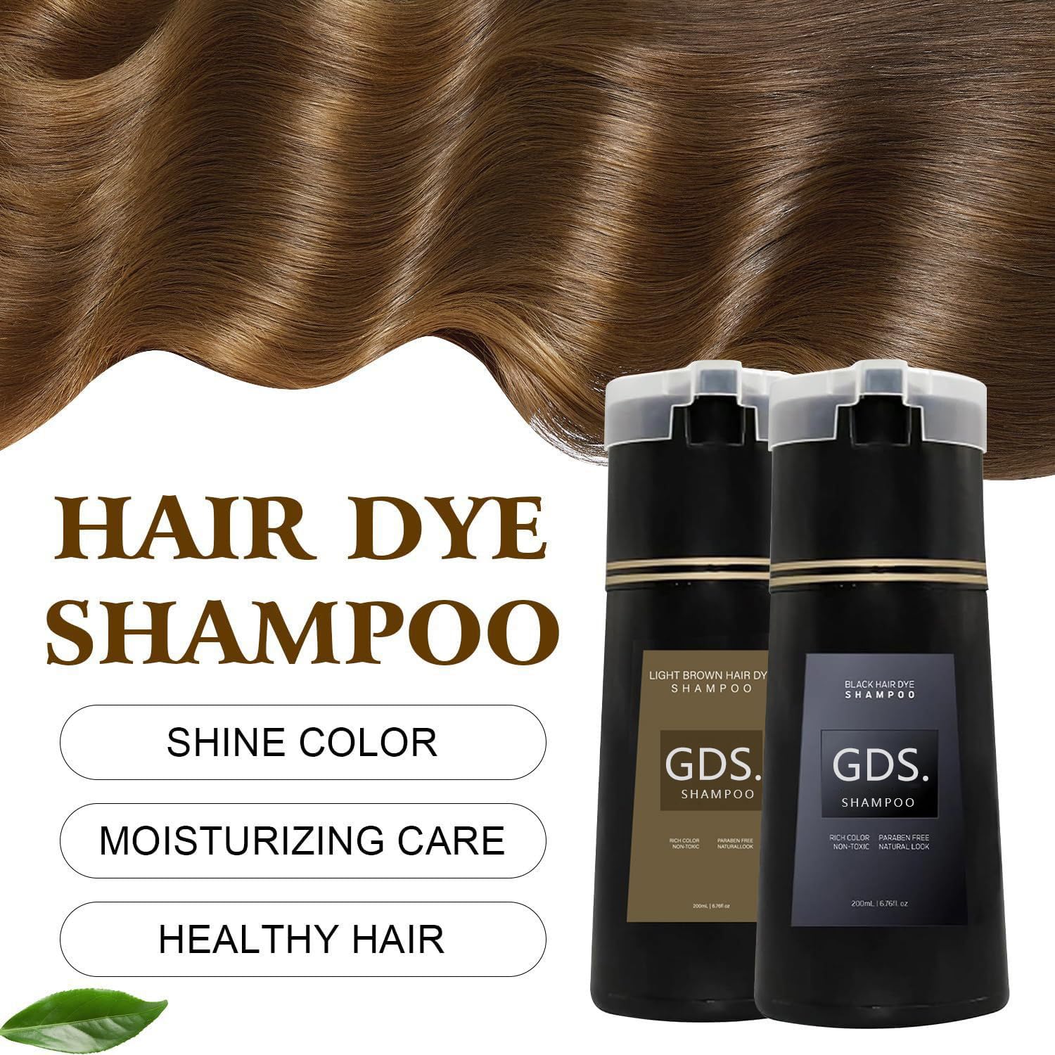 GDS Shampoo Black 4-in-1 Hair Dye Shampoo for Gray Coverage – Instant, Long-Lasting Color (6.76 fl oz)
