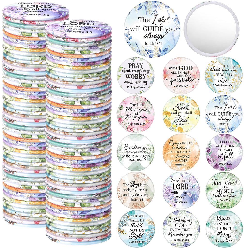 Geelin 60 Pcs Christmas Bible Verse Compact Mirrors – Bulk Gift Set for Women