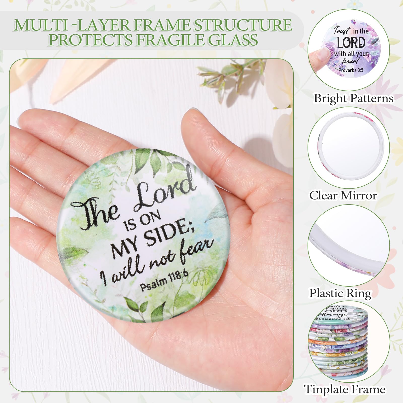 Geelin 60 Pcs Christmas Bible Verse Compact Mirrors – Bulk Gift Set for Women