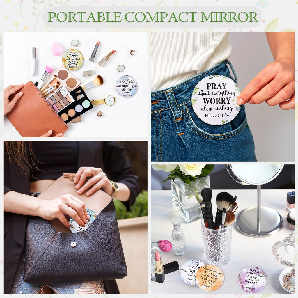 Geelin 60 Pcs Christmas Bible Verse Compact Mirrors – Bulk Gift Set for Women