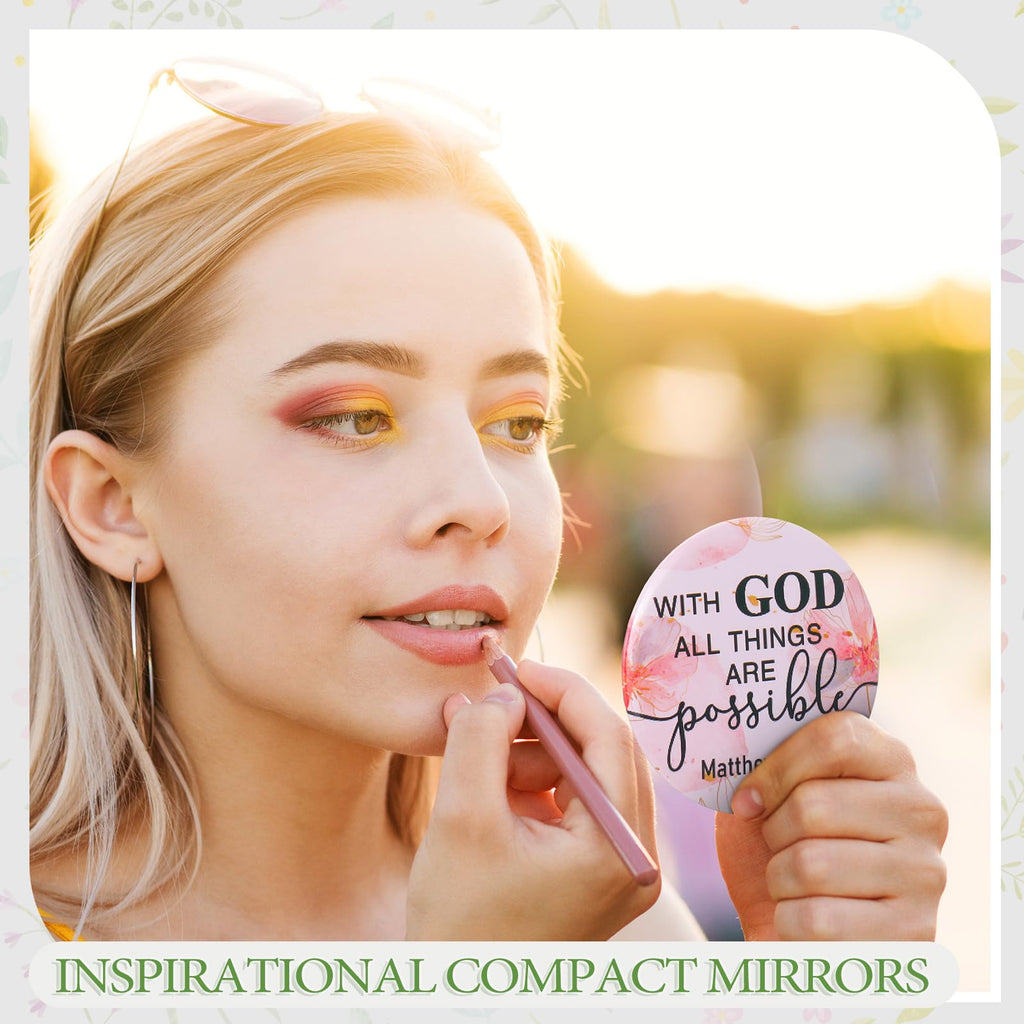 Geelin 60 Pcs Christmas Bible Verse Compact Mirrors – Bulk Gift Set for Women