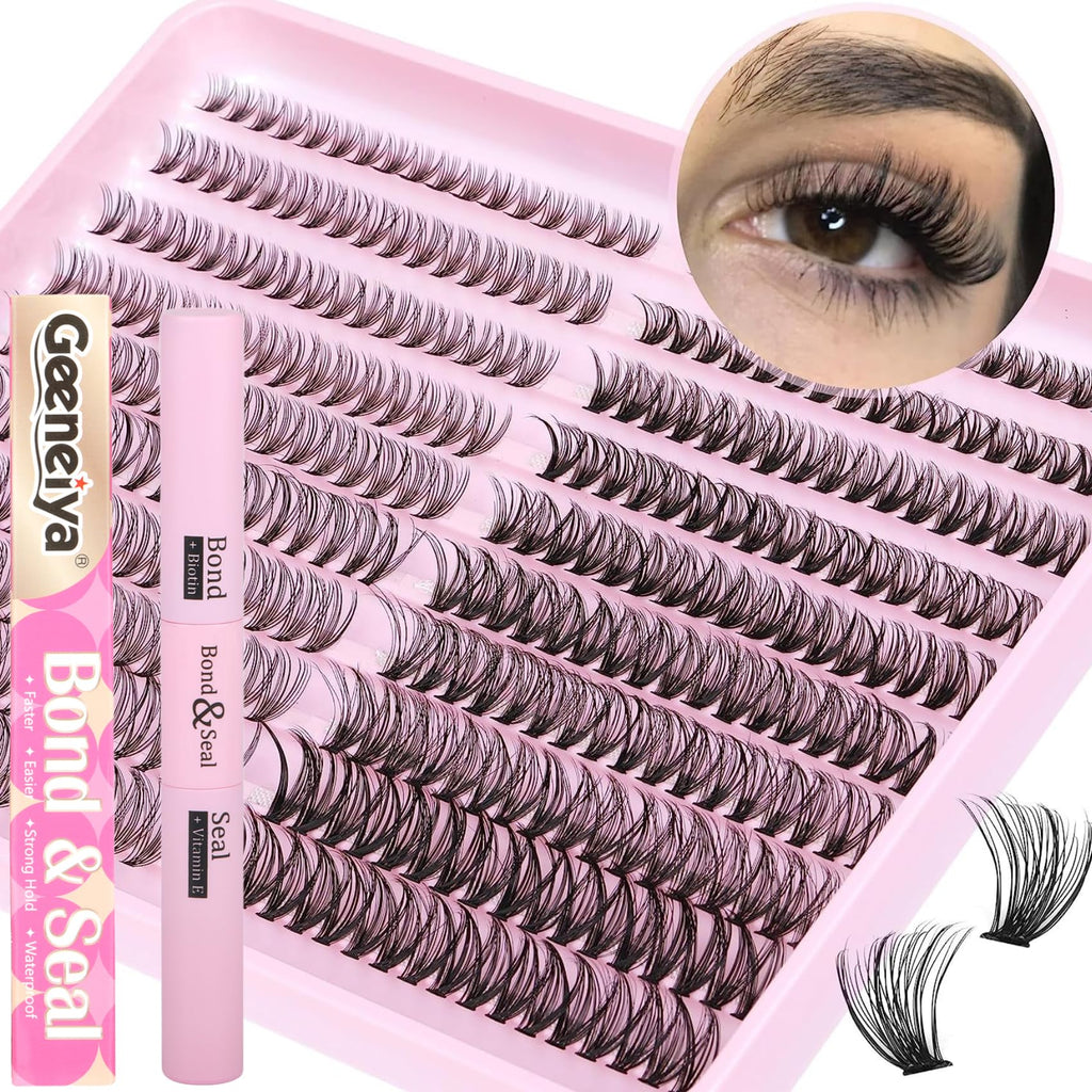 Geeneiya 20D+40D Lash Extension Kit – Wispy Lash Clusters with Waterproof Bond & Seal