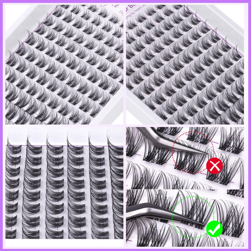 Geeneiya Clear Band Lash Clusters Kit – Wispy 10–16mm CC Curl, DIY Lash Extensions