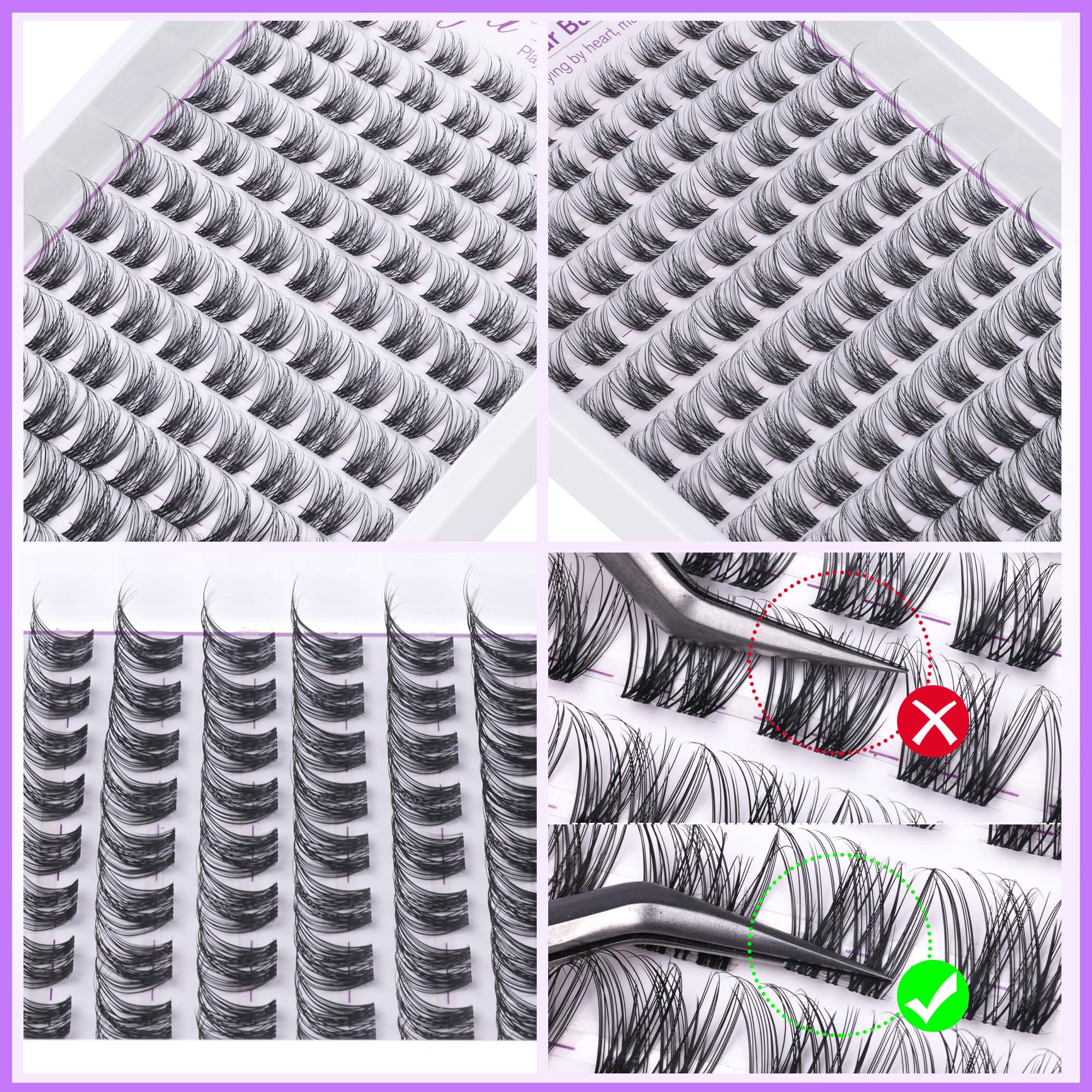 Geeneiya Clear Band Lash Clusters Kit – Wispy 10–16mm CC Curl, DIY Lash Extensions