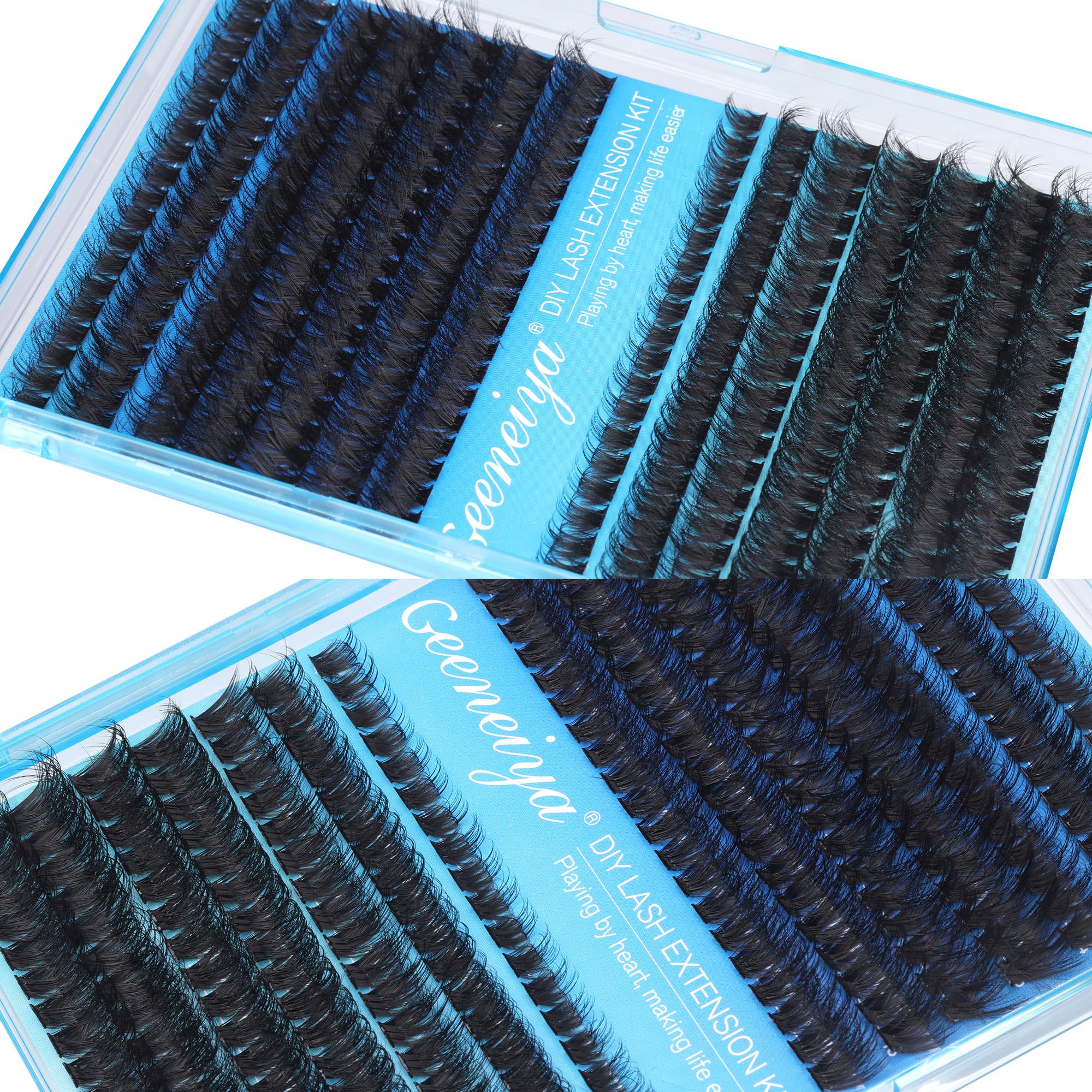 Geeneiya Thick Lashes Extension Kit – DIY 80D+100D Lash Clusters (10-18mm) with Bond & Seal