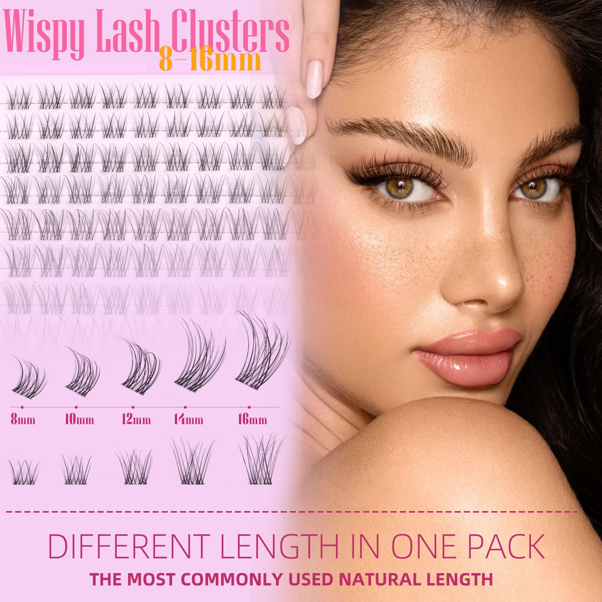 Geeneiya Clear Band Lash Clusters Kit 8-16MM | DIY Lash Extensions with White Bond & Seal