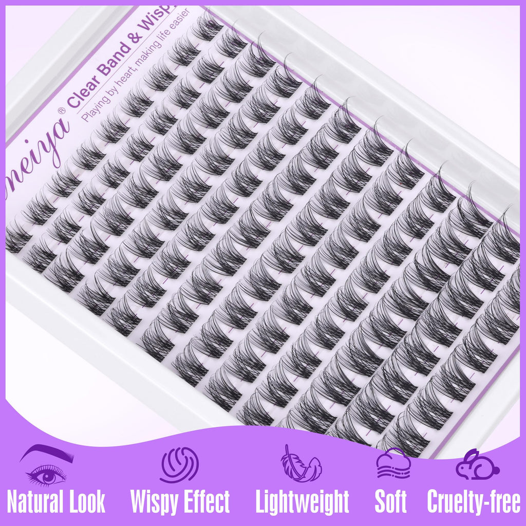 Geeneiya Clear Band Lash Clusters Kit – Wispy 10–16mm CC Curl, DIY Lash Extensions