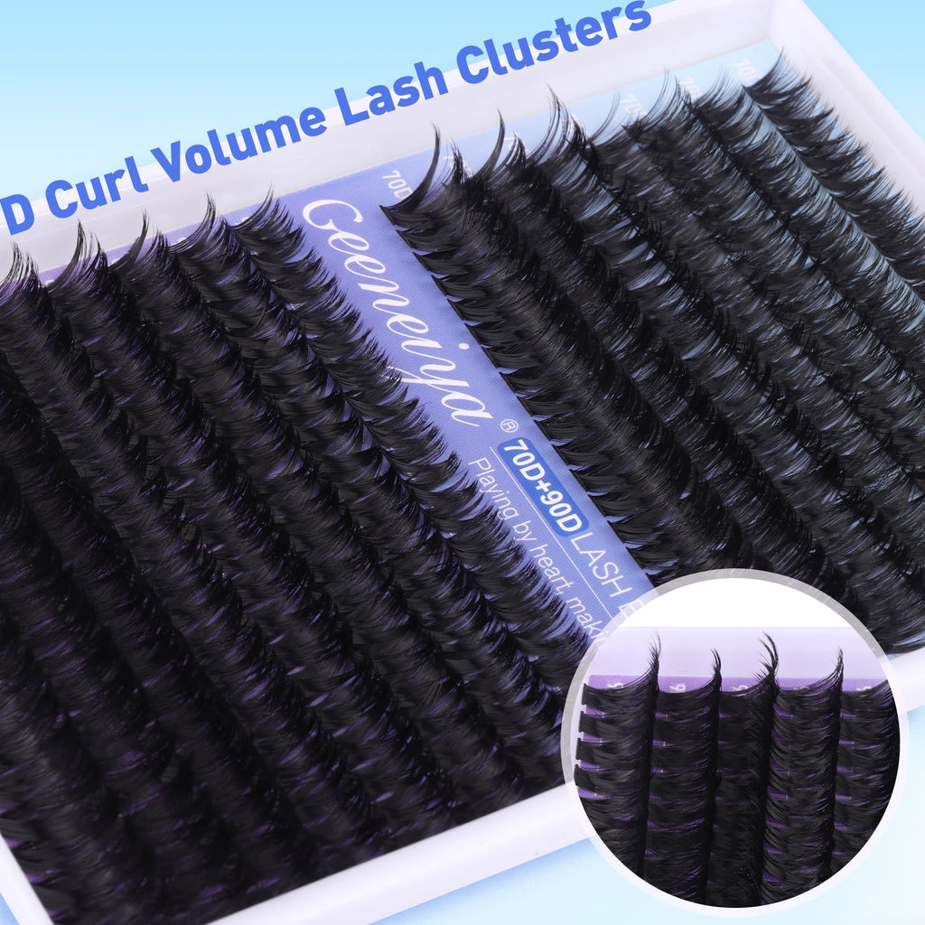 Geeneiya Wispy Lash Clusters Kit 70D+90D – DIY Lash Extensions with Waterproof Bond & Seal Glue