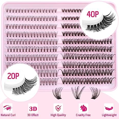 Geeneiya 20D+40D Lash Extension Kit – Wispy Lash Clusters with Waterproof Bond & Seal