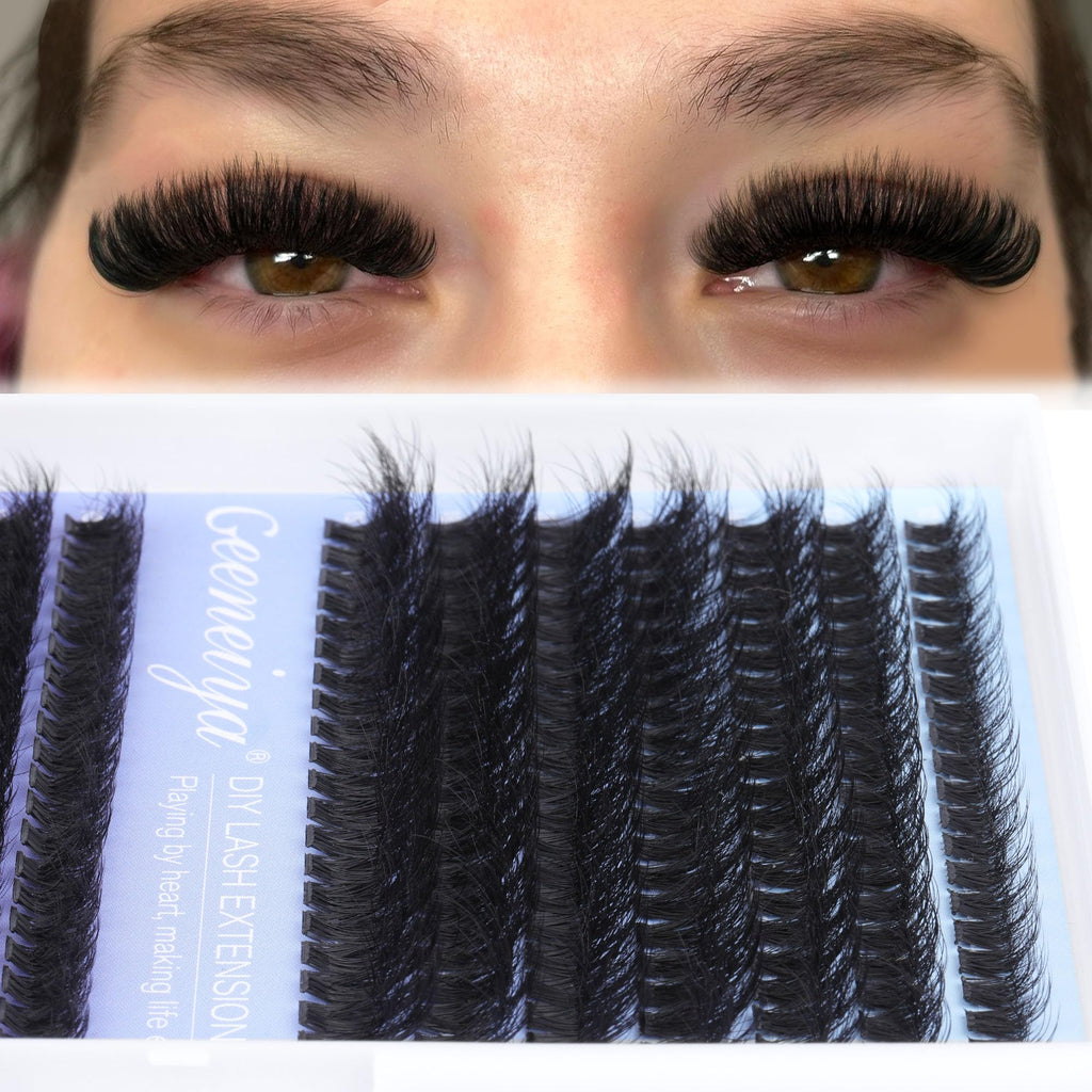 Geeneiya Full Lash Extension Kit – DIY Cluster Lashes with Bond & Seal, Remover, Tweezers (280 Pcs)