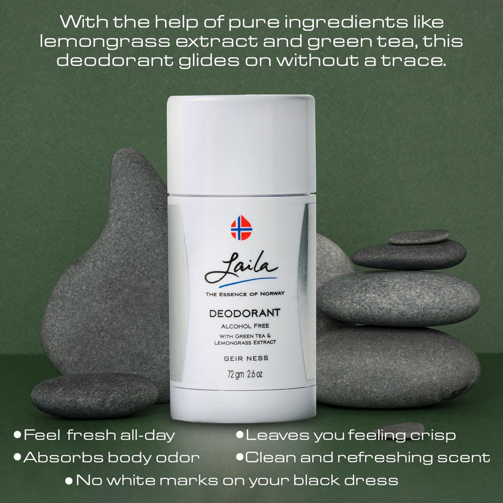Geir Ness Laila Deodorant – Green Tea & Lemongrass Extracts, Alcohol & Aluminum Free