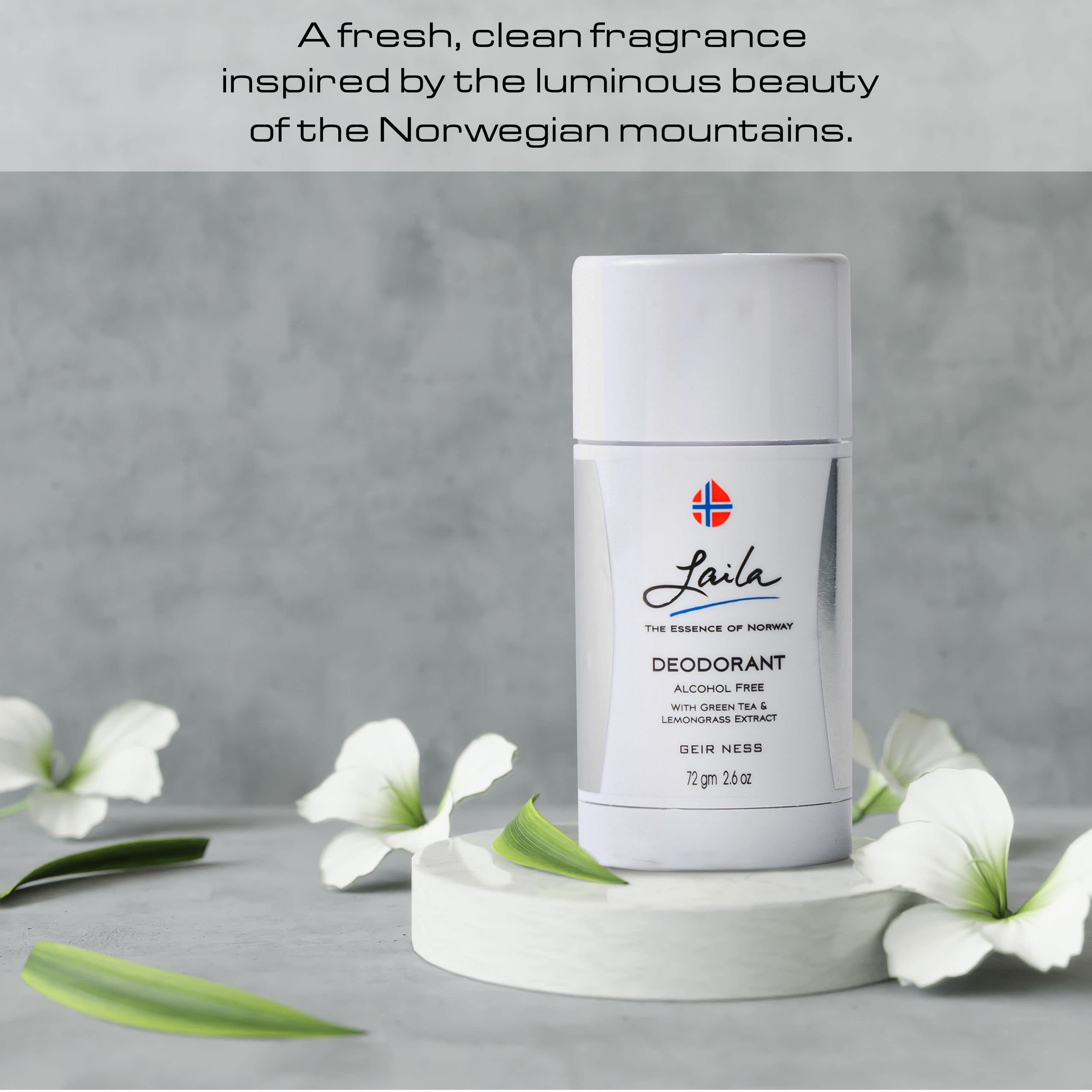 Geir Ness Laila Deodorant - Lemongrass & Green Tea - Alcohol & Aluminum Free | Long-Lasting Freshness