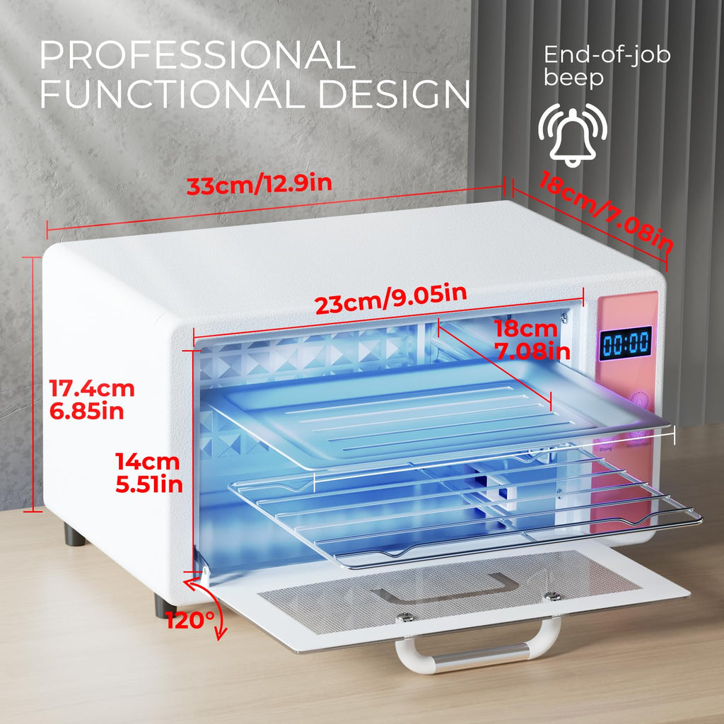 Geisofu UV Light Nail Tool Cleaning Machine – Dry Heat Cabinet UV Cleaner for Nails & Barber Tools, 6L 110V 160W White