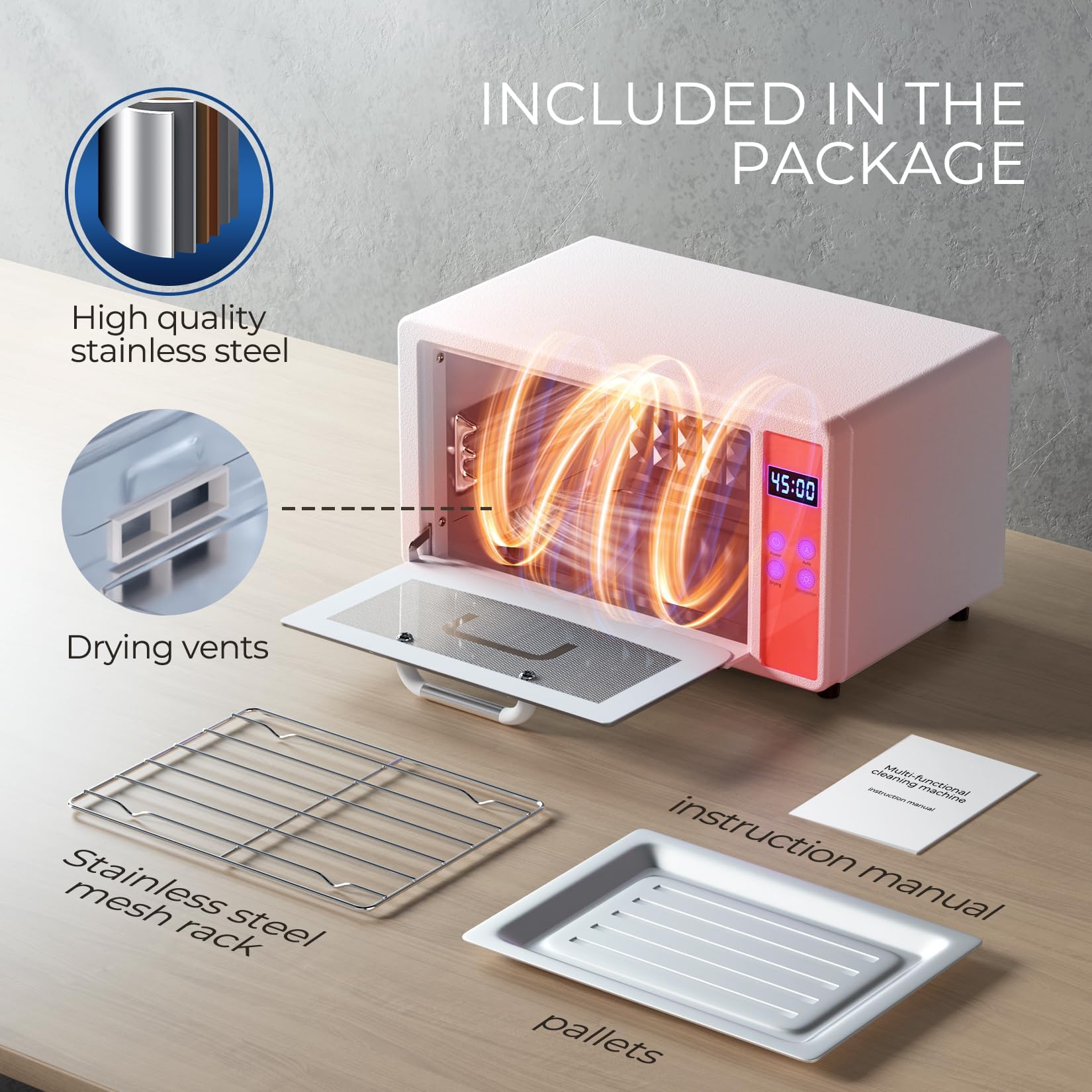 Geisofu UV Light Nail Tool Cleaning Machine – Dry Heat Cabinet UV Cleaner for Nails & Barber Tools, 6L 110V 160W White