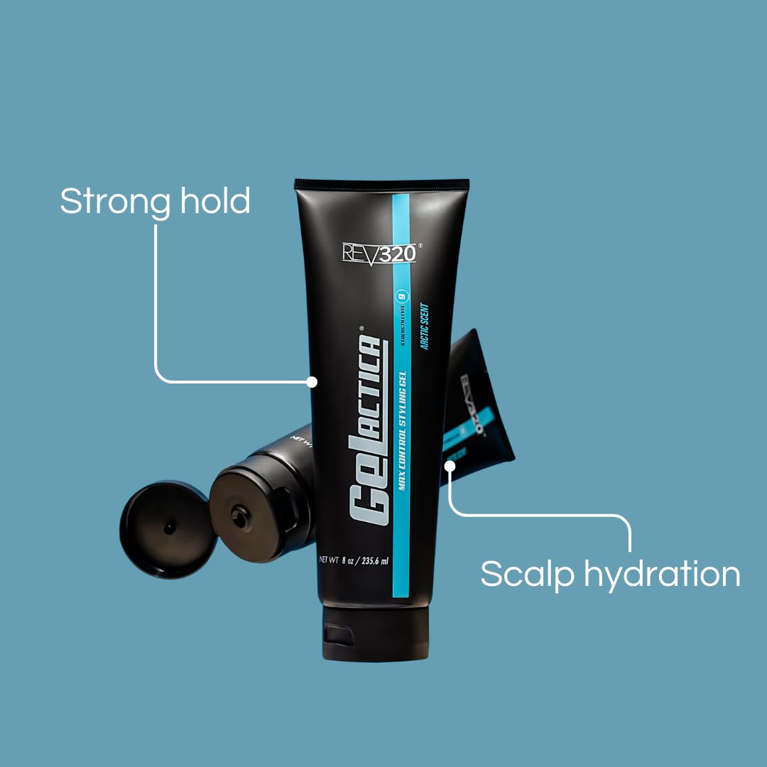 Gelactica Max Control Hair Gel for Men – Strong Hold, Alcohol-Free, Arctic Scent, 8 oz