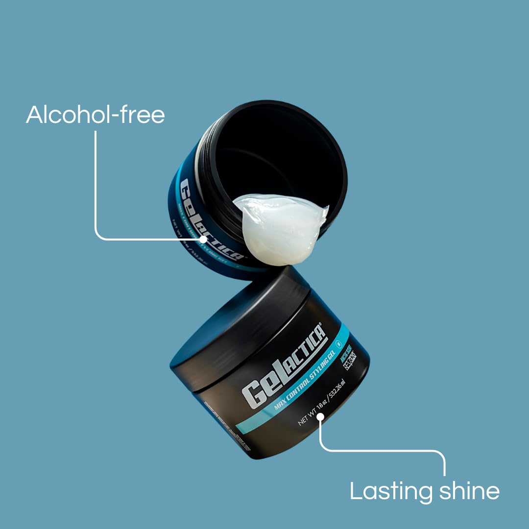 Gelactica Max Control Hair Gel for Men – Strong Hold, Alcohol-Free, Arctic Scent, 8 oz