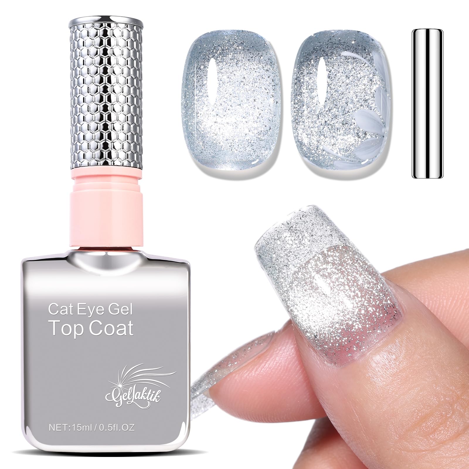 GELLAKTIK 5-in-1 Cat Eye Gel Polish 15ml – No Base/Top Coat Needed | Magnetic Nail Polish