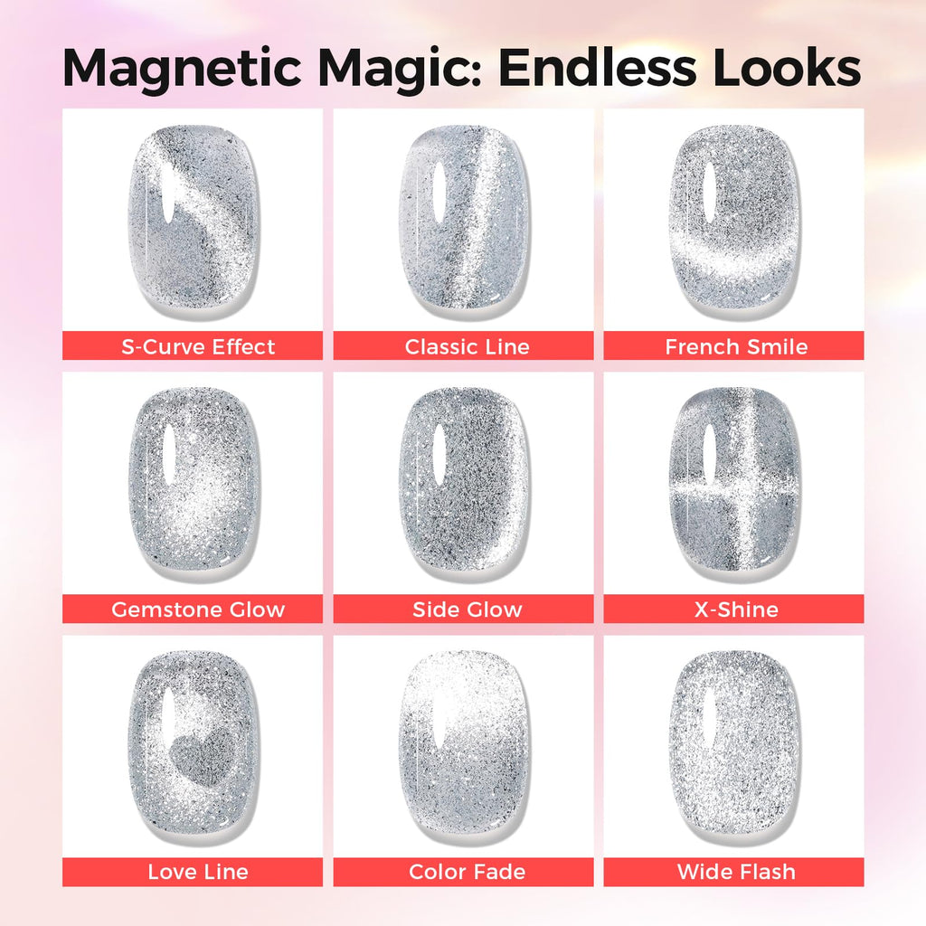 GELLAKTIK 5-in-1 Cat Eye Gel Polish 15ml – No Base/Top Coat Needed | Magnetic Nail Polish
