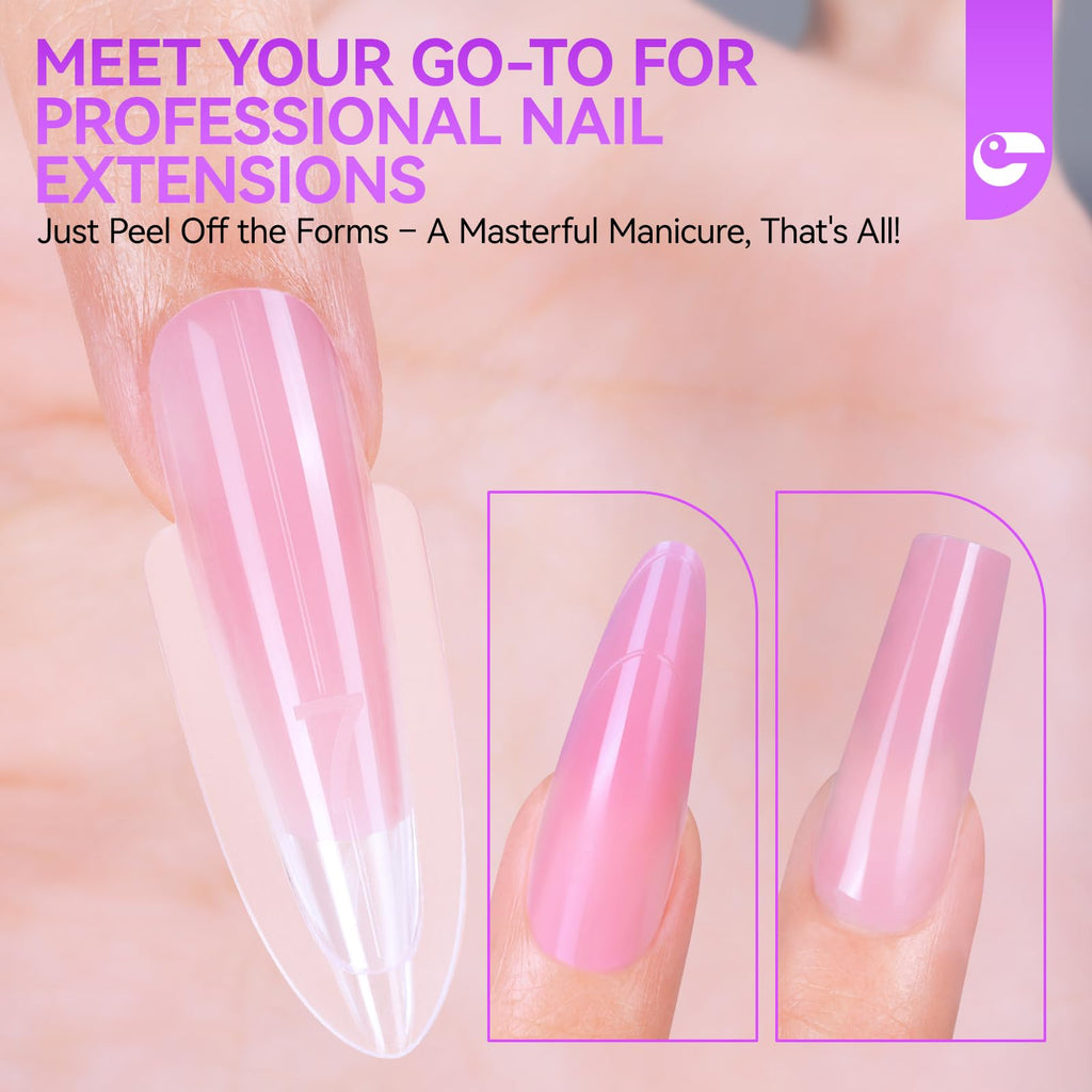 Gelike EC Salon-Perfect Sandwich Dual Forms for Builder Gel – 240Pcs, 15 Sizes, Almond Round
