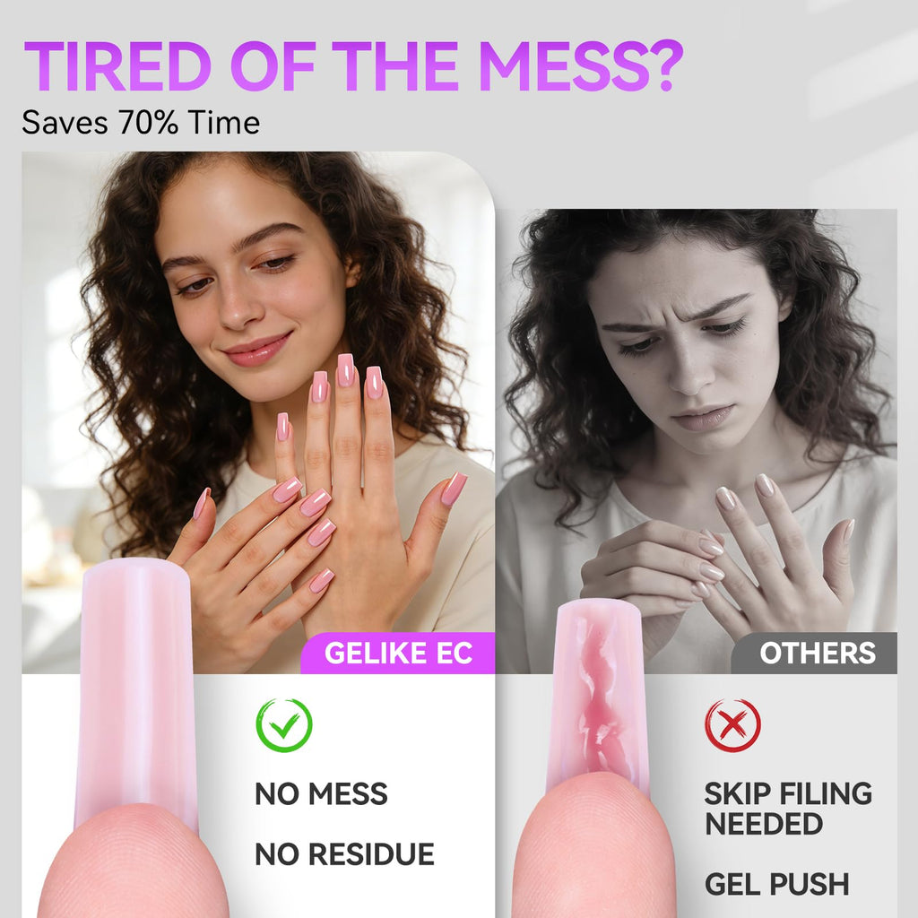 Gelike EC Sandwich Dual-Form for Builder Gel – 240Pcs, 15 Sizes, No Gel Stacking or Bubbles, Home Nail Extensions