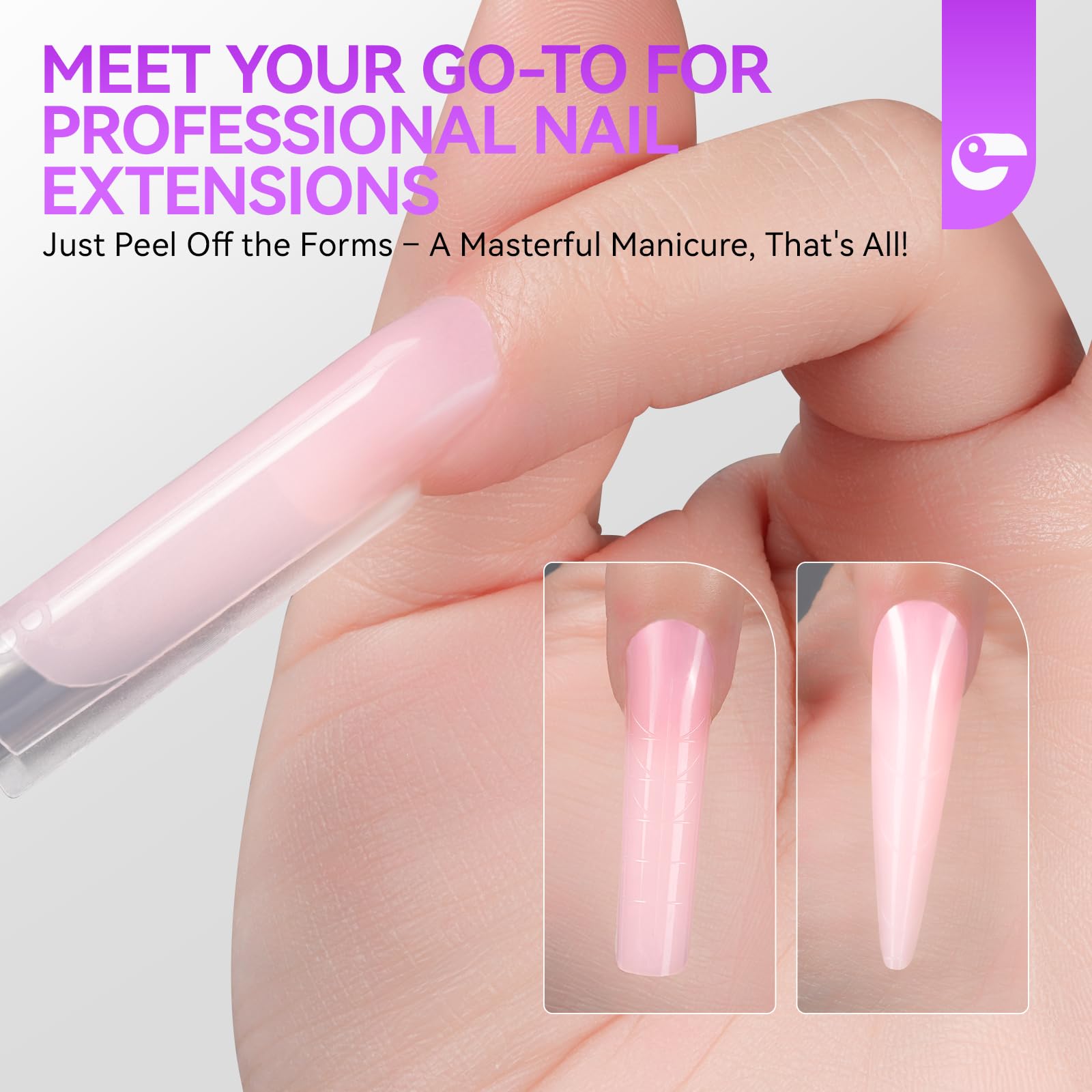 Gelike EC Sandwich Dual-Form for Builder Gel – 240Pcs, 15 Sizes, No Gel Stacking or Bubbles, Home Nail Extensions