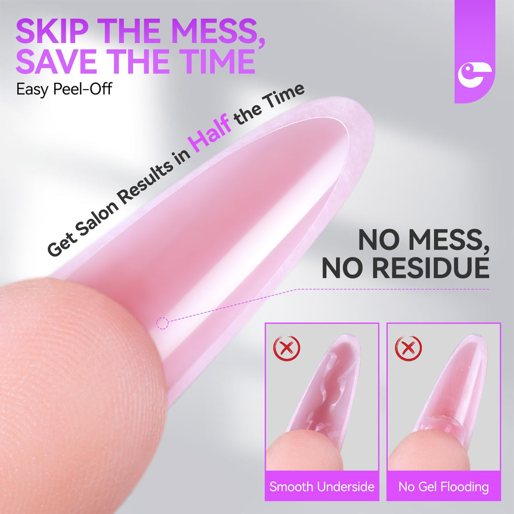 Gelike EC Salon-Perfect Sandwich Dual Forms for Builder Gel – 240Pcs, 15 Sizes, Almond Round