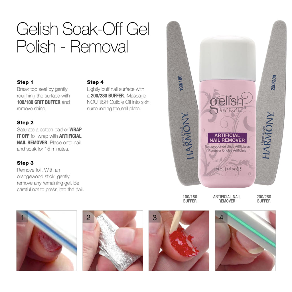 Gelish Artificial Nail Remover – Fast, Gentle Soak-Off Polish Removal (16 oz)