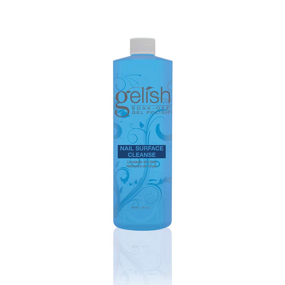 Gelish Nail Surface Cleanse – High-Shine Gel Top Coat Cleaner for Tacky-Free Manicures (16 Fl Oz)