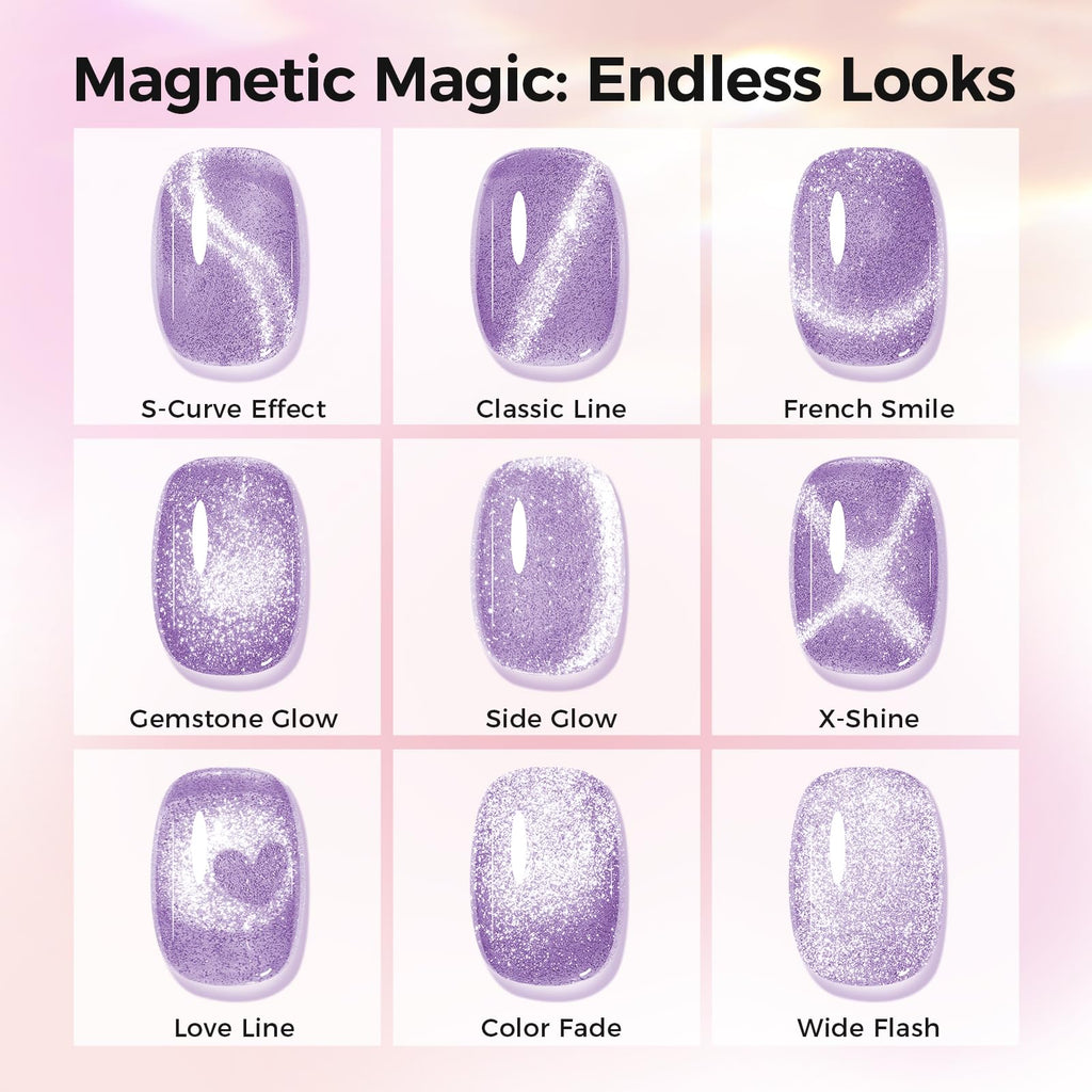 GELLAKTIK 5-in-1 Cat Eye Gel Nail Kit – 6x7.5ml, No Base/Top Coat Needed