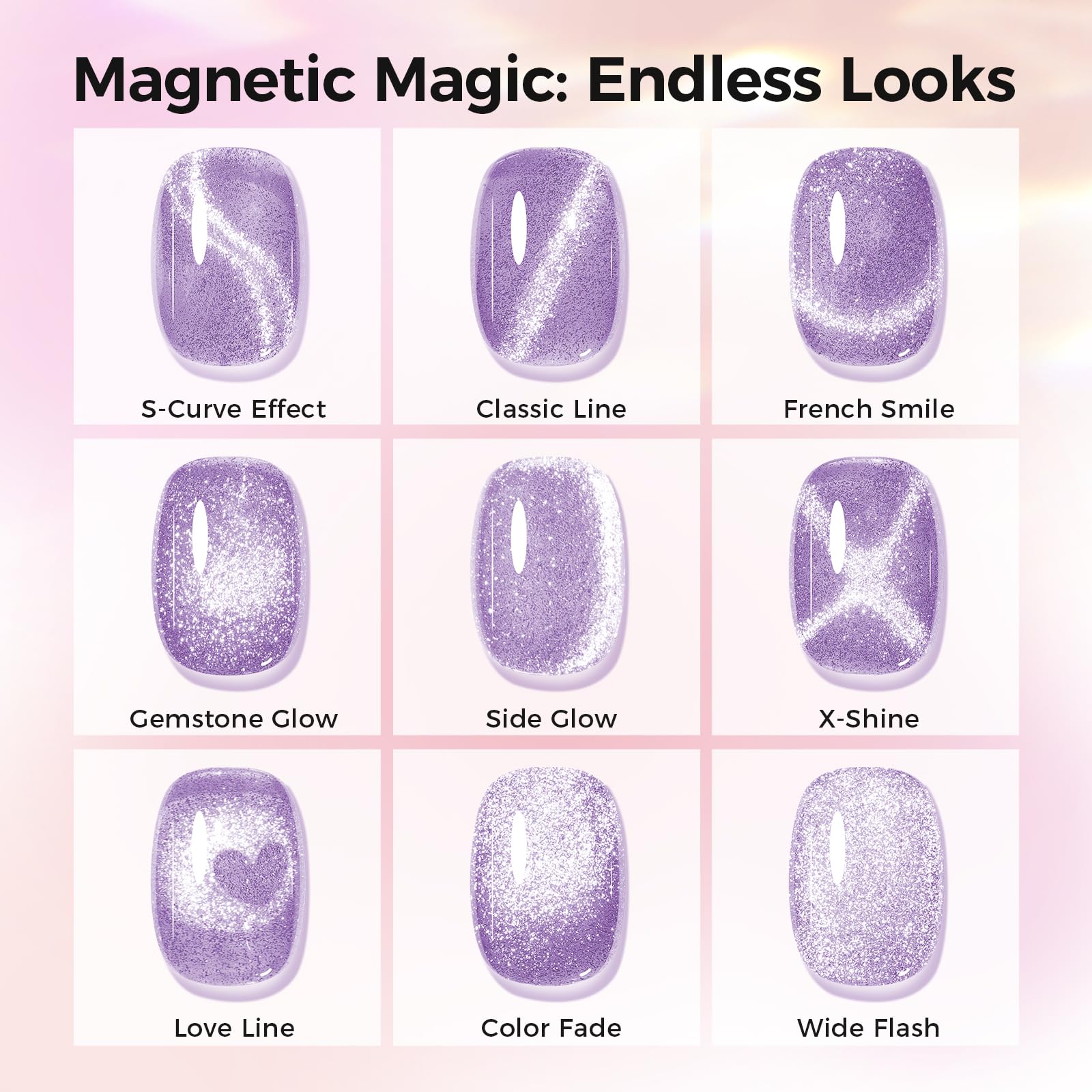 GELLAKTIK 5-in-1 Cat Eye Gel Nail Kit – 6x7.5ml, No Base/Top Coat Needed