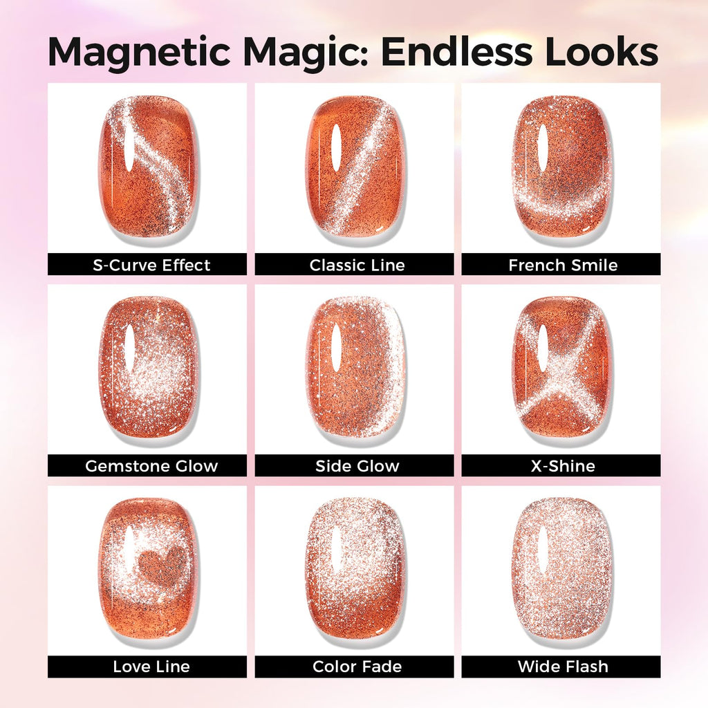 GELLAKTIK 5-in-1 Cat Eye Gel Polish – Caramel Brown (15ml)