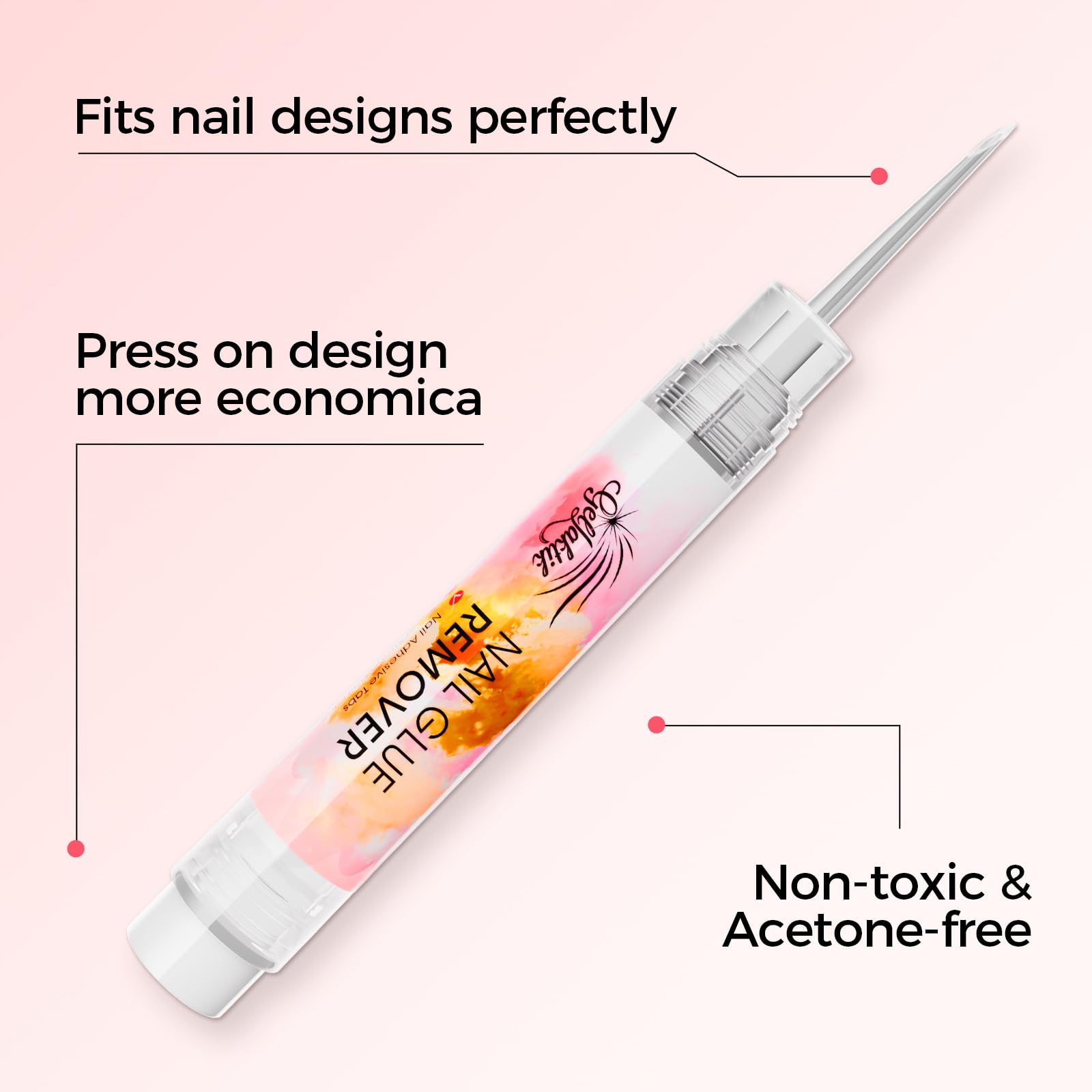 GELLAKTIK Nail Glue Remover with Pro Click & Remove Pen – 50ml, Acetone-Free