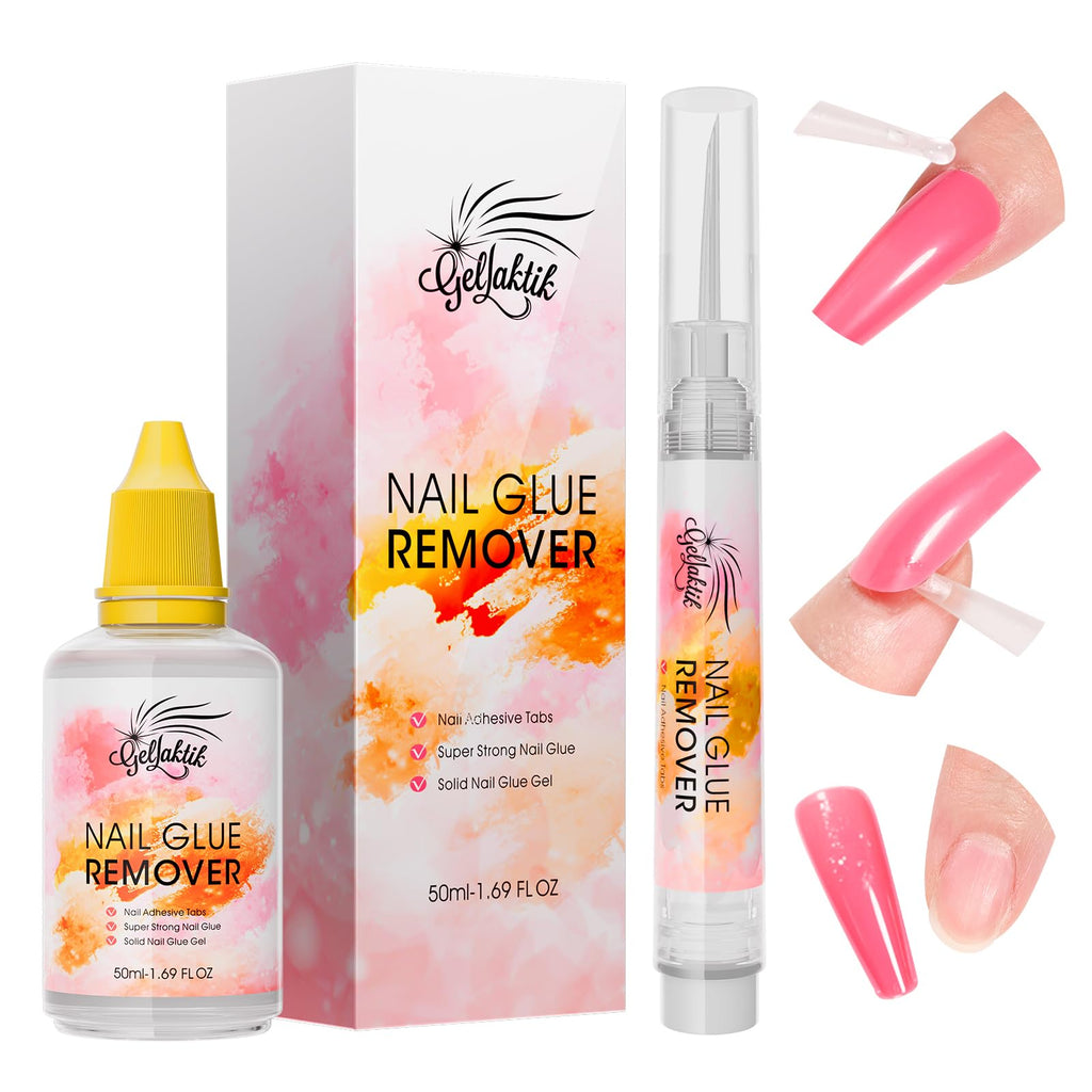 GELLAKTIK Nail Glue Remover with Pro Click & Remove Pen – 50ml, Acetone-Free