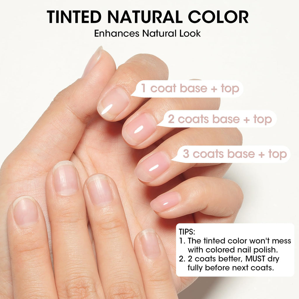 GELLEN Clear Ridge Filling Base Coat — Sheer Nude Tint, Strengthen & Nourish Nails