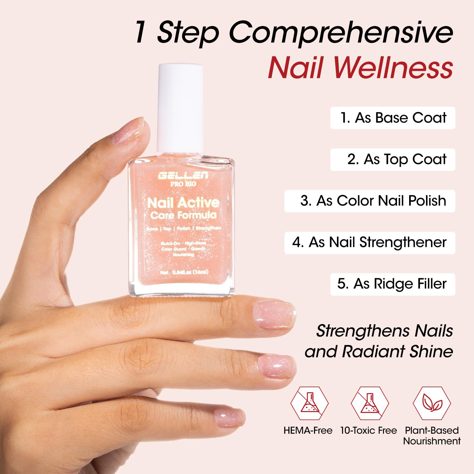GELLEN Active Glow Nail Polish – One-Step Plant-Based Care for Nourished Nails