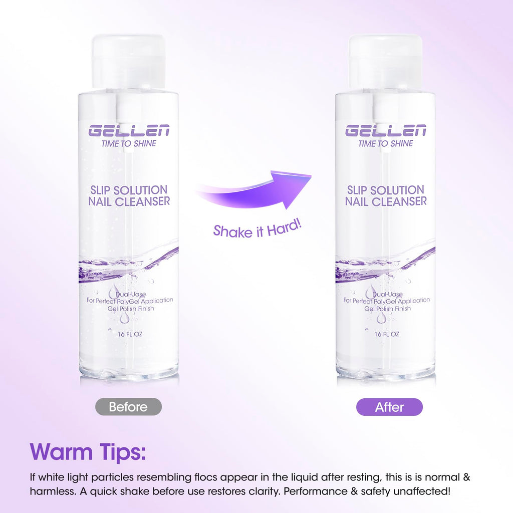 GELLEN 473ml Slip Solution for Polygel Nails with Pump Bottle – Nail Brush Included