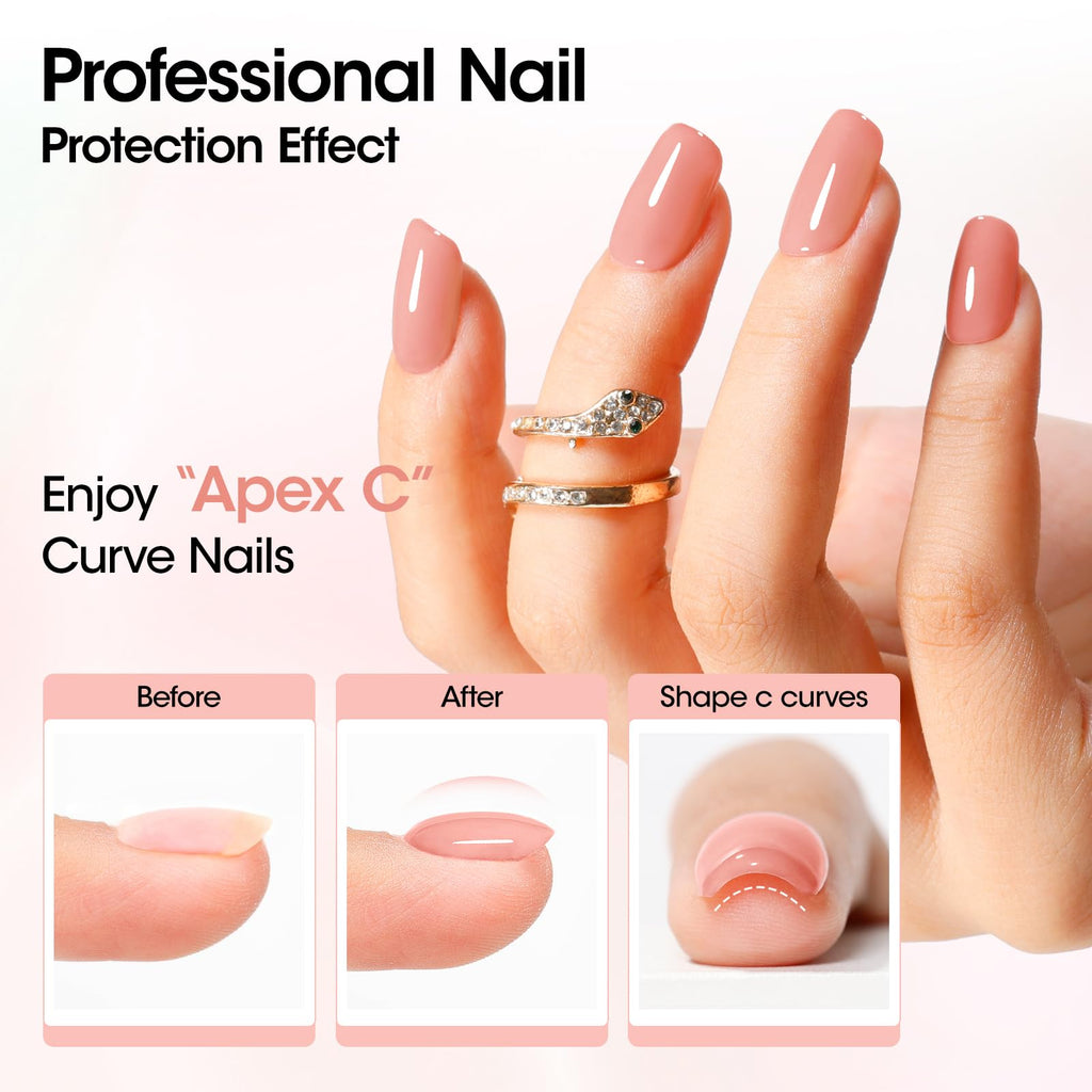 GELLEN Builder Gel Nude Pink – UV/LED Hard Gel for Nails Extensions & Overlays (30g) + 20 Nail Forms