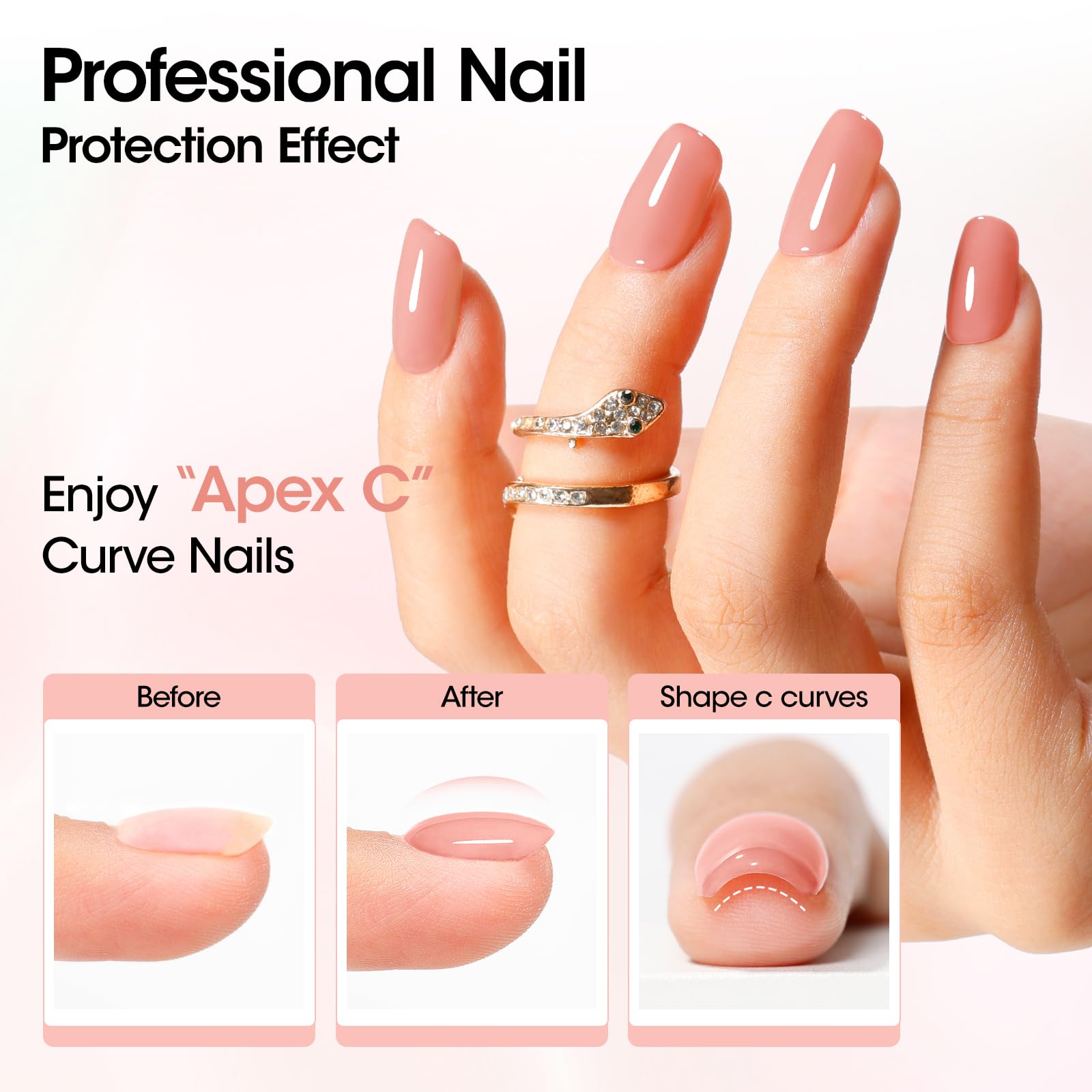 GELLEN Builder Gel Nude Pink – UV/LED Hard Gel for Nails Extensions & Overlays (30g) + 20 Nail Forms