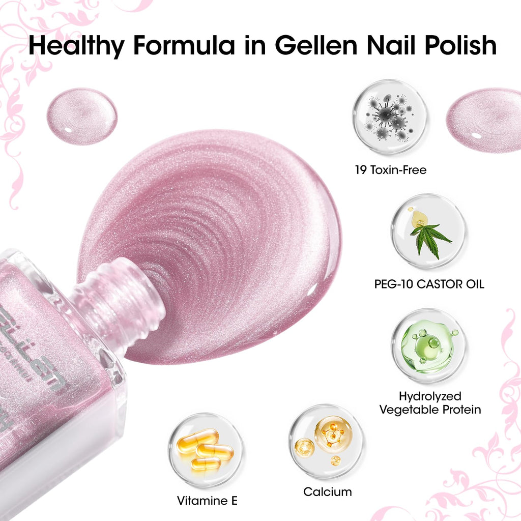 GELLEN Quick Dry Cat Eye Nail Polish Kit – Pink Silver Champagne Magnetic 3D Cat Eye