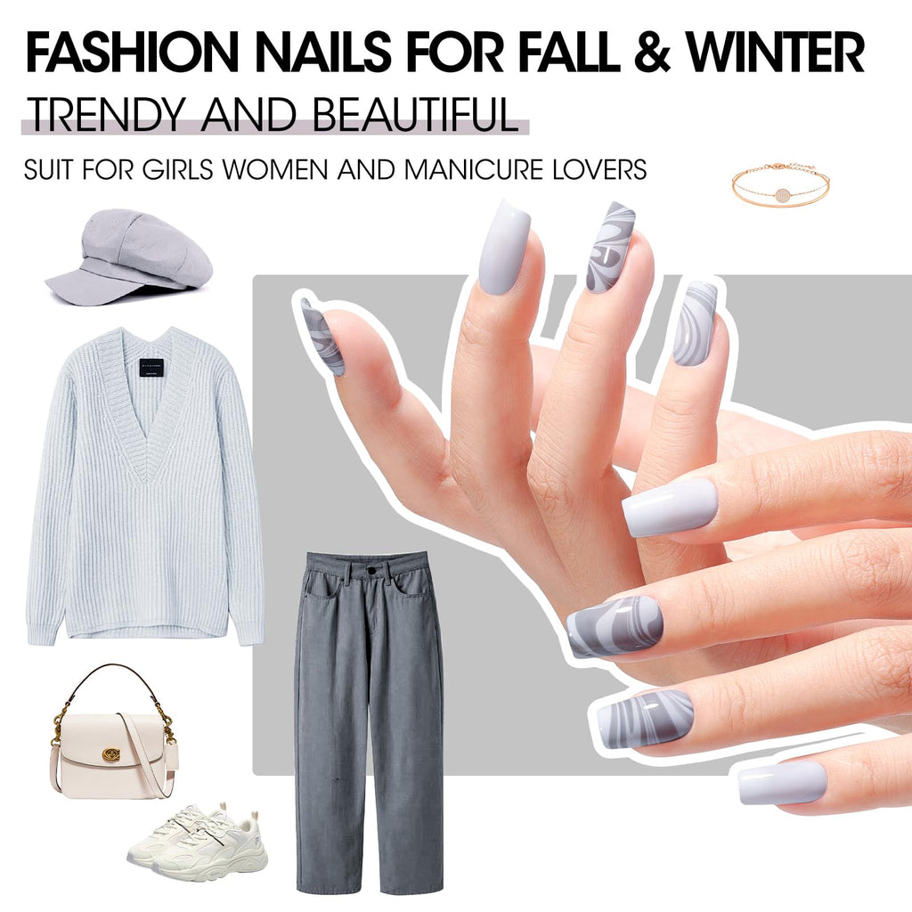 GELLEN Black White Gray Nail Polish 4-Color Set + Base & Top Coat – Quick Dry, HEMA Free, Toxin Free